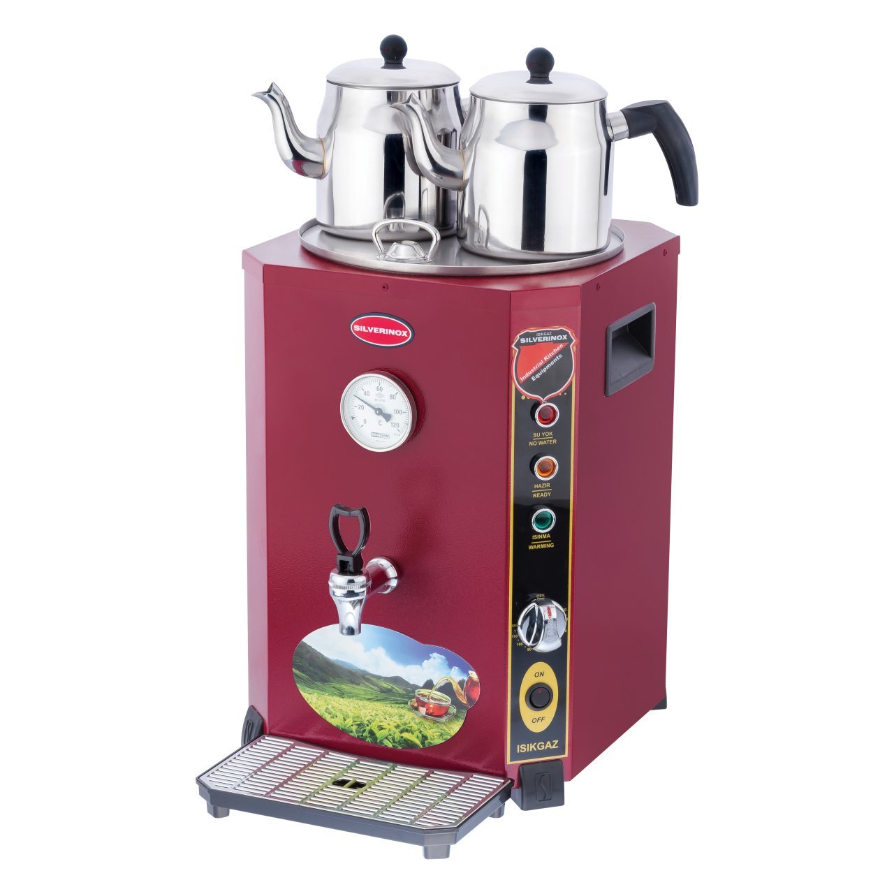 Silverinox Elit Çay Makinesi Kırmızı 23 Lt